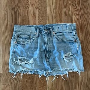 Denim & Supply Ralph Lauren Vintage Mini Distressed Blue Jean Skirt Size 28